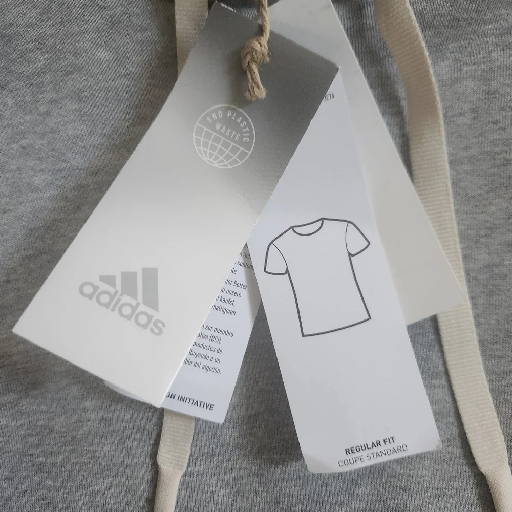 HP!❤️NWT ADIDAS Gray Pullover Logo Hoodie Men's Internal OH Fleece Lined XS - Picture 14 of 16